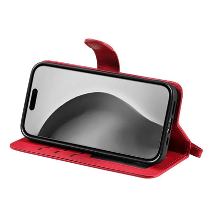 KT Leather Series-3 For iPhone 16 Pro Max Case PU Leather 2 in 1 Wallet Phone Cover Magnetic Detachable