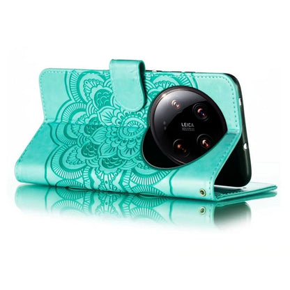 For Xiaomi 14 Ultra Case PU Leather Mandala Imprinted Design Wallet Phone Cover