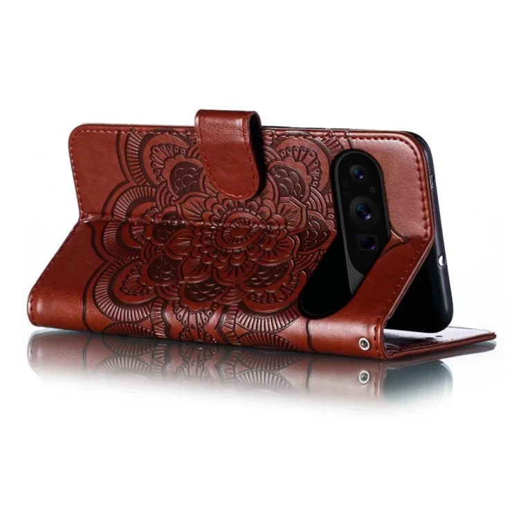 For Google Pixel 9 Pro XL Case PU Leather Mandala Imprinted Design Wallet Phone Cover