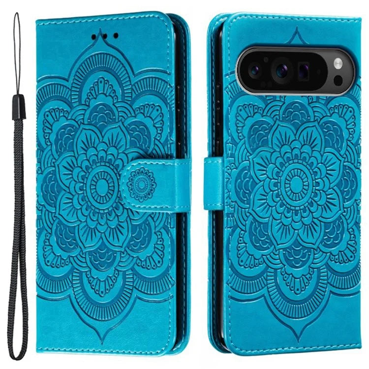 For Google Pixel 9 Pro XL Case PU Leather Mandala Imprinted Design Wallet Phone Cover