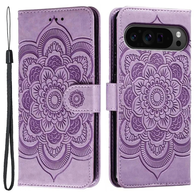 For Google Pixel 9 Pro XL Case PU Leather Mandala Imprinted Design Wallet Phone Cover