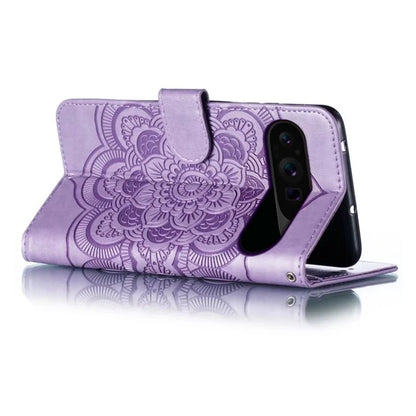 For Google Pixel 9 Pro XL Case PU Leather Mandala Imprinted Design Wallet Phone Cover