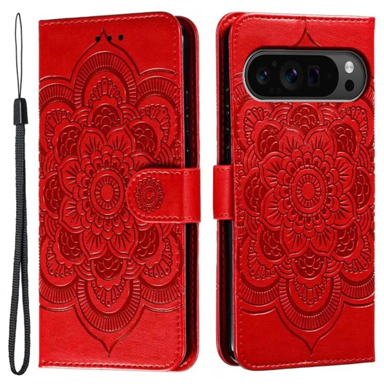 For Google Pixel 9 Pro XL Case PU Leather Mandala Imprinted Design Wallet Phone Cover