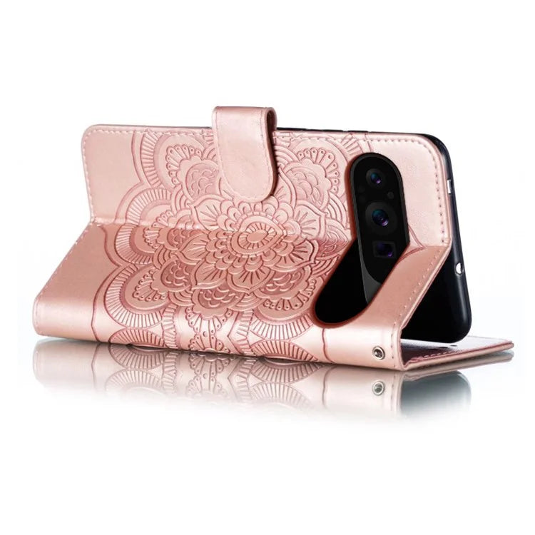 For Google Pixel 9 Pro XL Case PU Leather Mandala Imprinted Design Wallet Phone Cover