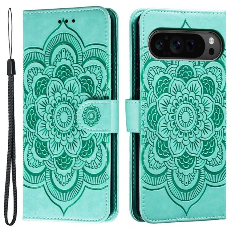 For Google Pixel 9 Pro XL Case PU Leather Mandala Imprinted Design Wallet Phone Cover