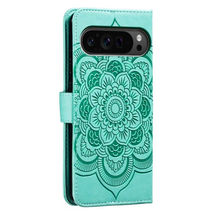 For Google Pixel 9 Pro XL Case PU Leather Mandala Imprinted Design Wallet Phone Cover
