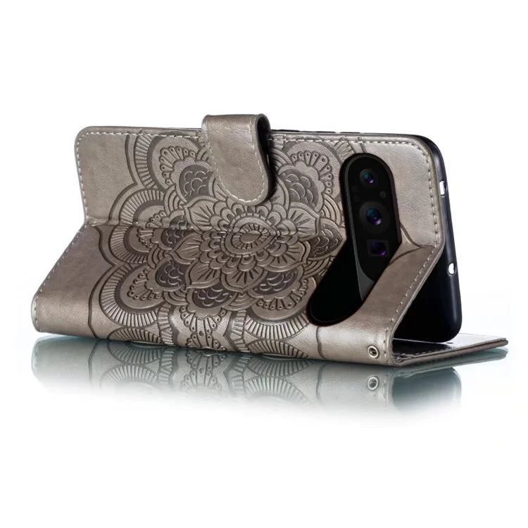For Google Pixel 9 Pro XL Case PU Leather Mandala Imprinted Design Wallet Phone Cover