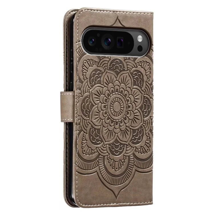 For Google Pixel 9 Pro XL Case PU Leather Mandala Imprinted Design Wallet Phone Cover