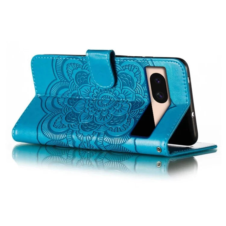 For Google Pixel 8a Case PU Leather Mandala Imprinted Design Wallet Phone Cover