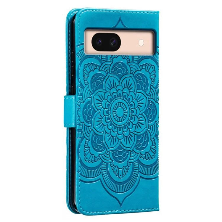For Google Pixel 8a Case PU Leather Mandala Imprinted Design Wallet Phone Cover