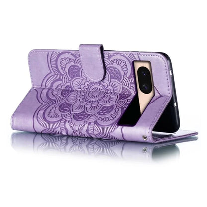 For Google Pixel 8a Case PU Leather Mandala Imprinted Design Wallet Phone Cover