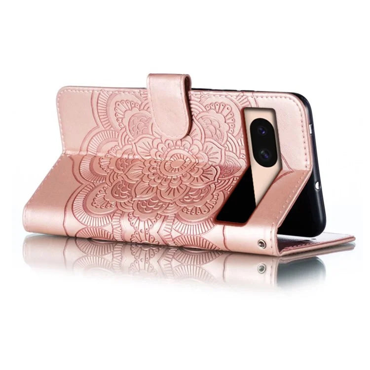 For Google Pixel 8a Case PU Leather Mandala Imprinted Design Wallet Phone Cover