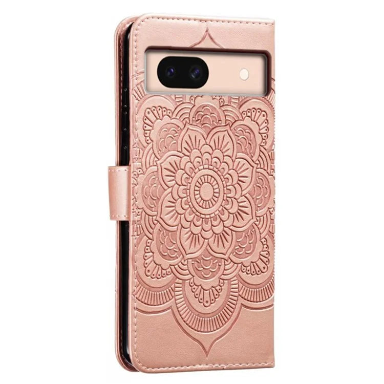 For Google Pixel 8a Case PU Leather Mandala Imprinted Design Wallet Phone Cover