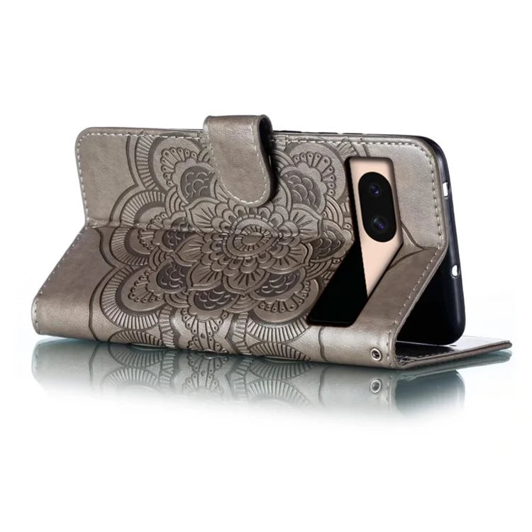 For Google Pixel 8a Case PU Leather Mandala Imprinted Design Wallet Phone Cover