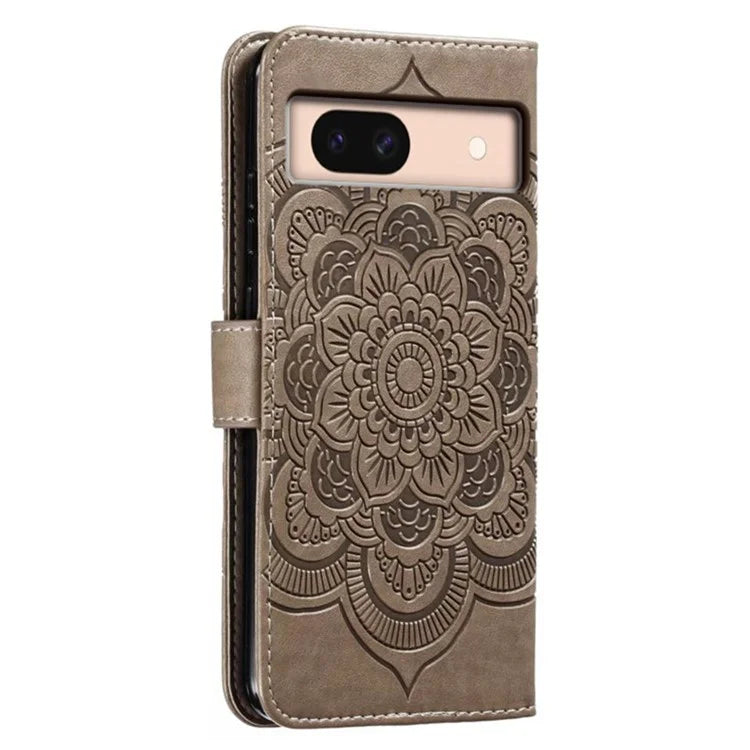 For Google Pixel 8a Case PU Leather Mandala Imprinted Design Wallet Phone Cover