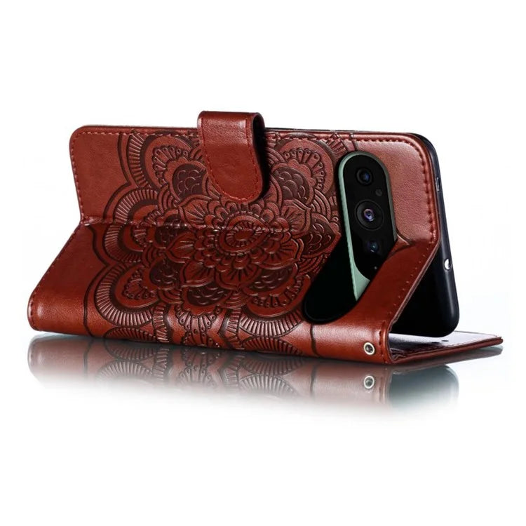 For Google Pixel 9 Pro / Pixel 9 Case PU Leather Mandala Imprinted Design Wallet Phone Cover