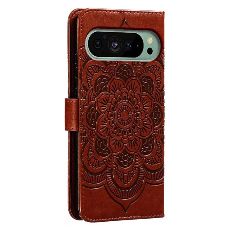 For Google Pixel 9 Pro / Pixel 9 Case PU Leather Mandala Imprinted Design Wallet Phone Cover