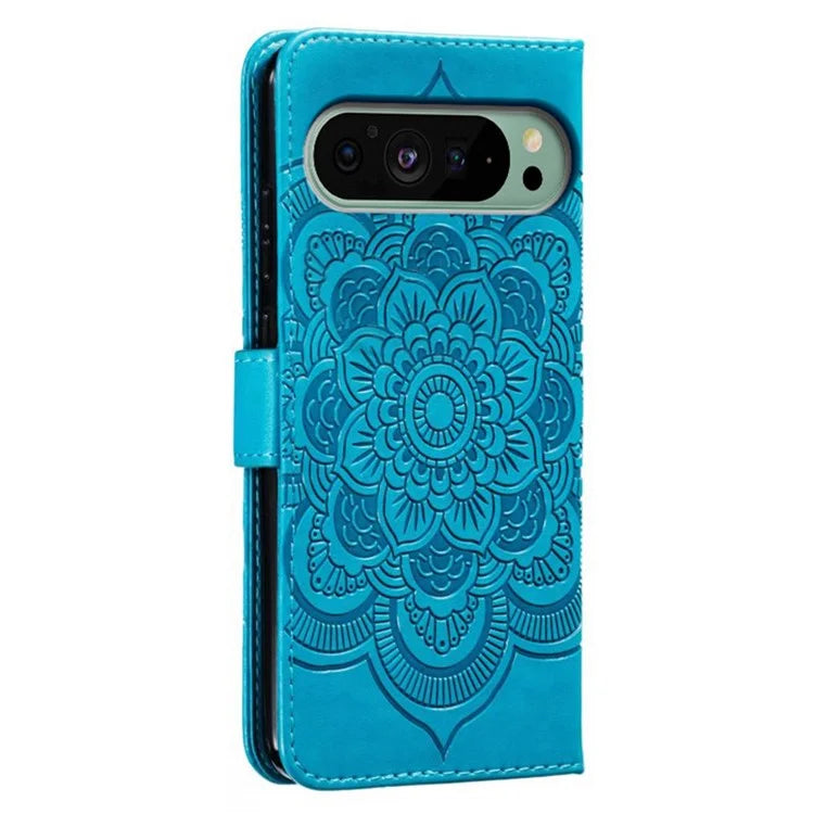 For Google Pixel 9 Pro / Pixel 9 Case PU Leather Mandala Imprinted Design Wallet Phone Cover