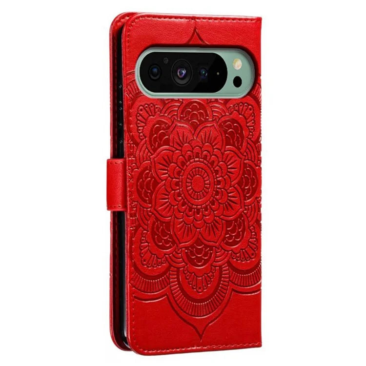 For Google Pixel 9 Pro / Pixel 9 Case PU Leather Mandala Imprinted Design Wallet Phone Cover
