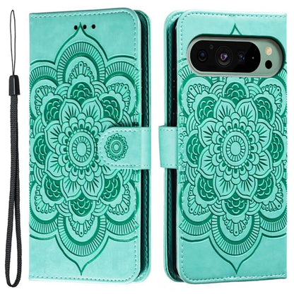 For Google Pixel 9 Pro / Pixel 9 Case PU Leather Mandala Imprinted Design Wallet Phone Cover