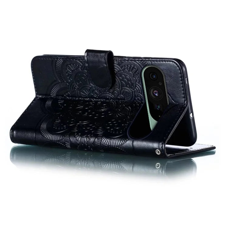 For Google Pixel 9 Pro / Pixel 9 Case PU Leather Mandala Imprinted Design Wallet Phone Cover