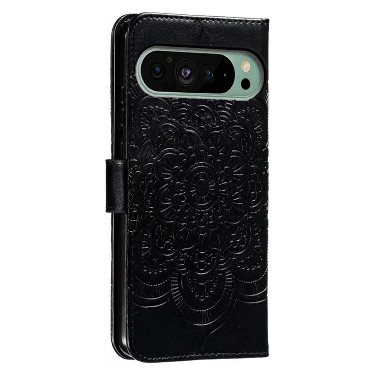 For Google Pixel 9 Pro / Pixel 9 Case PU Leather Mandala Imprinted Design Wallet Phone Cover