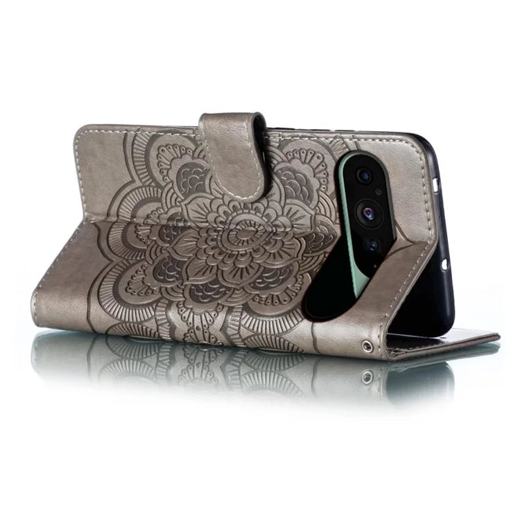 For Google Pixel 9 Pro / Pixel 9 Case PU Leather Mandala Imprinted Design Wallet Phone Cover