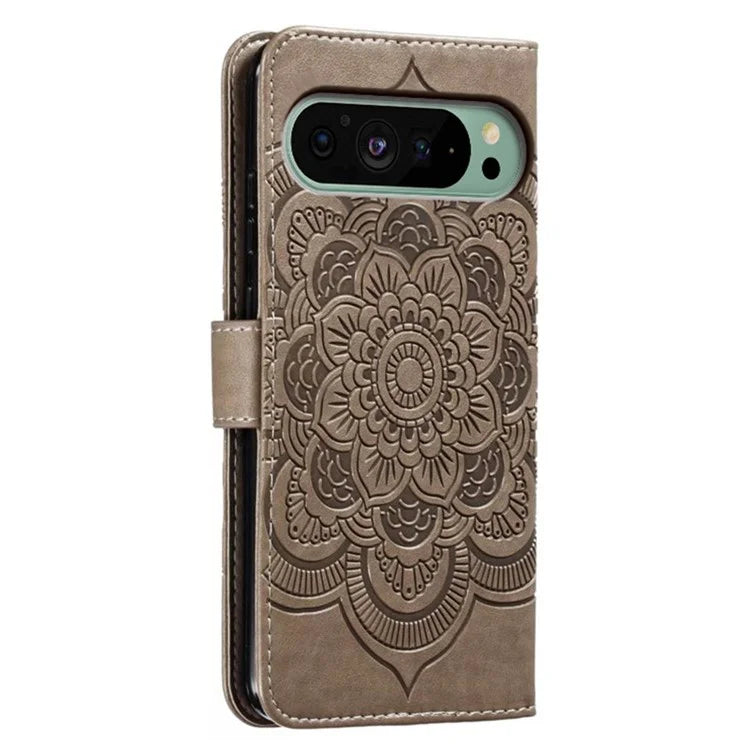 For Google Pixel 9 Pro / Pixel 9 Case PU Leather Mandala Imprinted Design Wallet Phone Cover