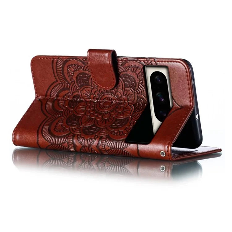 For Google Pixel 8 Pro Case PU Leather Mandala Imprinted Design Wallet Phone Cover