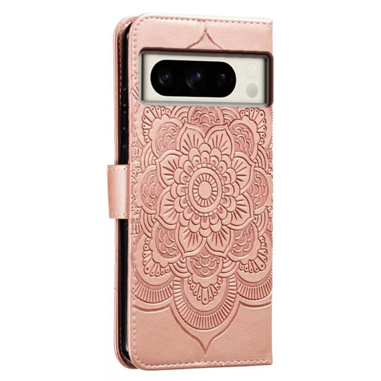 For Google Pixel 8 Pro Case PU Leather Mandala Imprinted Design Wallet Phone Cover