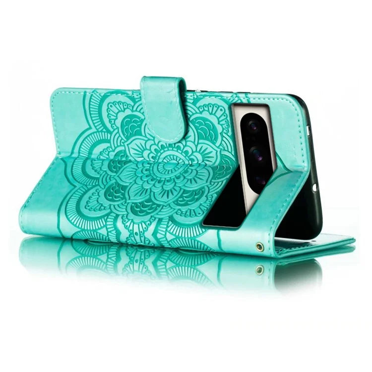 For Google Pixel 8 Pro Case PU Leather Mandala Imprinted Design Wallet Phone Cover