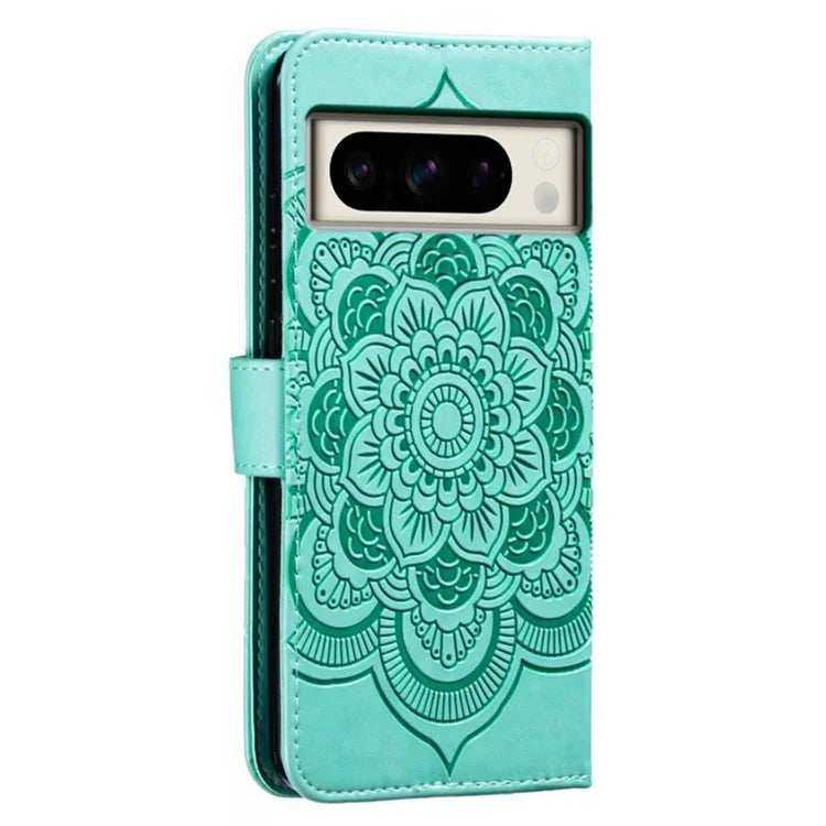 For Google Pixel 8 Pro Case PU Leather Mandala Imprinted Design Wallet Phone Cover