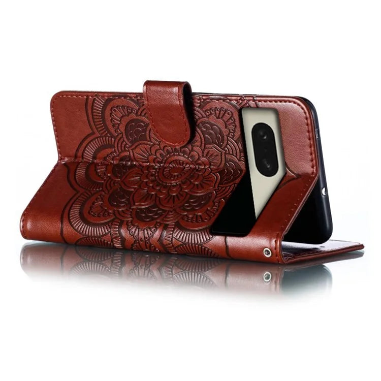 For Google Pixel 8 Case PU Leather Mandala Imprinted Design Wallet Phone Cover