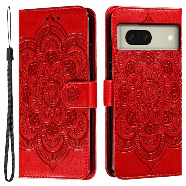 For Google Pixel 8 Case PU Leather Mandala Imprinted Design Wallet Phone Cover
