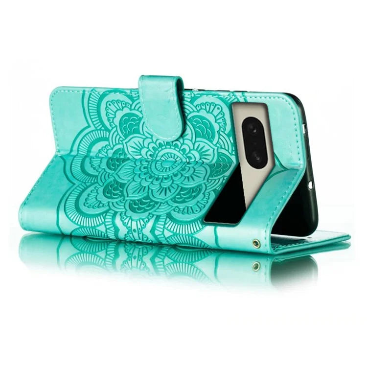 For Google Pixel 8 Case PU Leather Mandala Imprinted Design Wallet Phone Cover