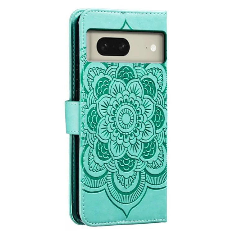 For Google Pixel 8 Case PU Leather Mandala Imprinted Design Wallet Phone Cover