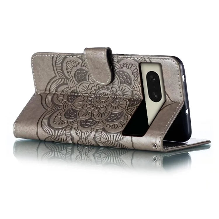 For Google Pixel 8 Case PU Leather Mandala Imprinted Design Wallet Phone Cover