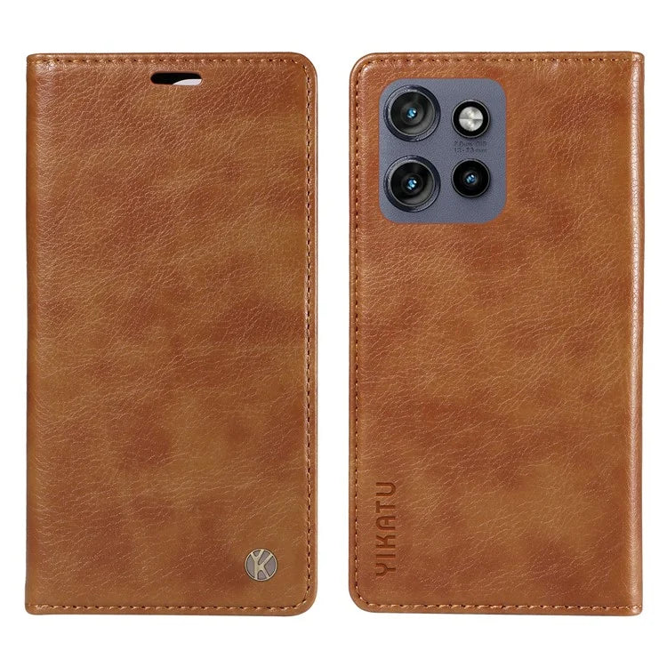 YIKATU YK-006 For Motorola Edge 50 Neo 5G Case Wallet Litchi Grain Leather Phone Cover Magnetic Auto-Absorbed