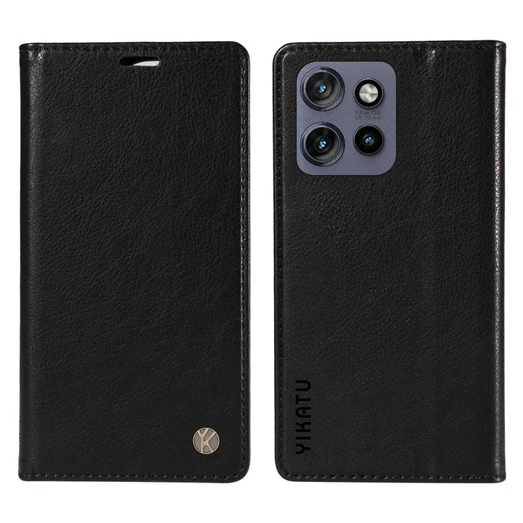 YIKATU YK-006 For Motorola Edge 50 Neo 5G Case Wallet Litchi Grain Leather Phone Cover Magnetic Auto-Absorbed