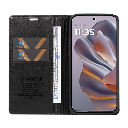 YIKATU YK-006 For Motorola Edge 50 Neo 5G Case Wallet Litchi Grain Leather Phone Cover Magnetic Auto-Absorbed