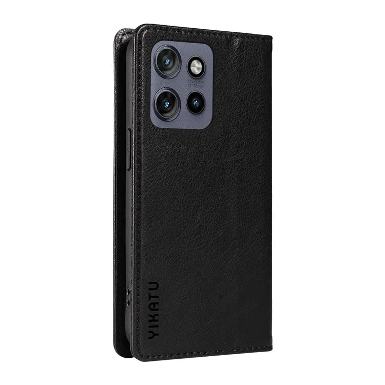 YIKATU YK-006 For Motorola Edge 50 Neo 5G Case Wallet Litchi Grain Leather Phone Cover Magnetic Auto-Absorbed