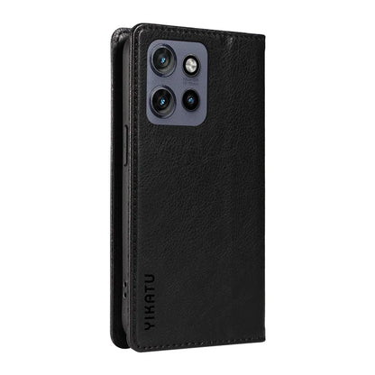 YIKATU YK-006 For Motorola Edge 50 Neo 5G Case Wallet Litchi Grain Leather Phone Cover Magnetic Auto-Absorbed