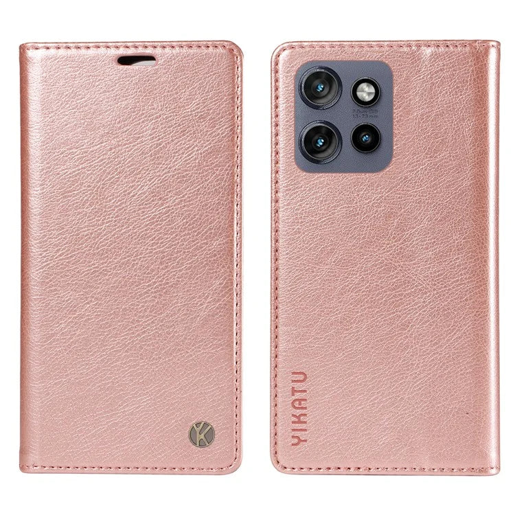 YIKATU YK-006 For Motorola Edge 50 Neo 5G Case Wallet Litchi Grain Leather Phone Cover Magnetic Auto-Absorbed