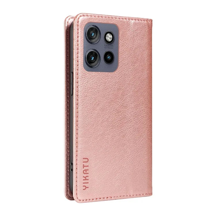 YIKATU YK-006 For Motorola Edge 50 Neo 5G Case Wallet Litchi Grain Leather Phone Cover Magnetic Auto-Absorbed