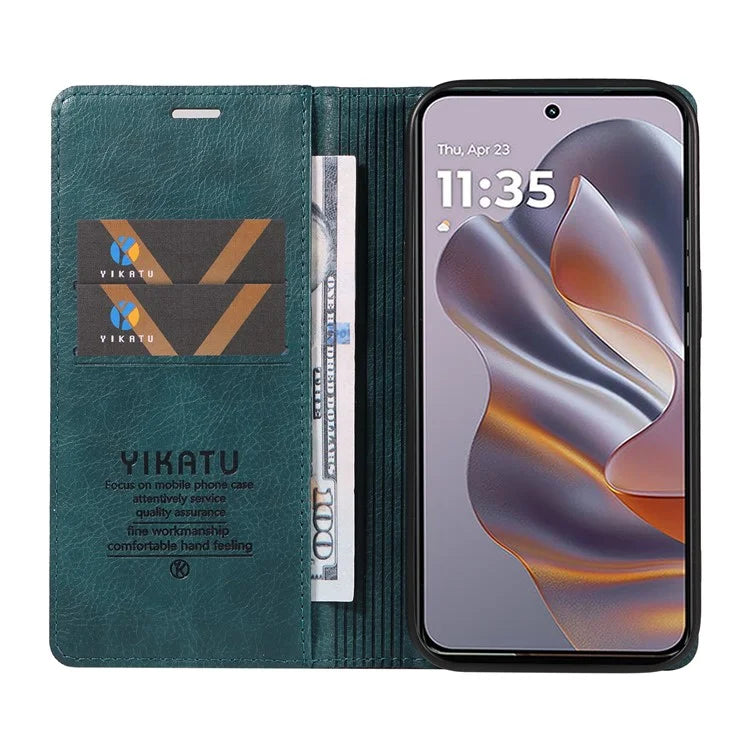 YIKATU YK-006 For Motorola Edge 50 Neo 5G Case Wallet Litchi Grain Leather Phone Cover Magnetic Auto-Absorbed