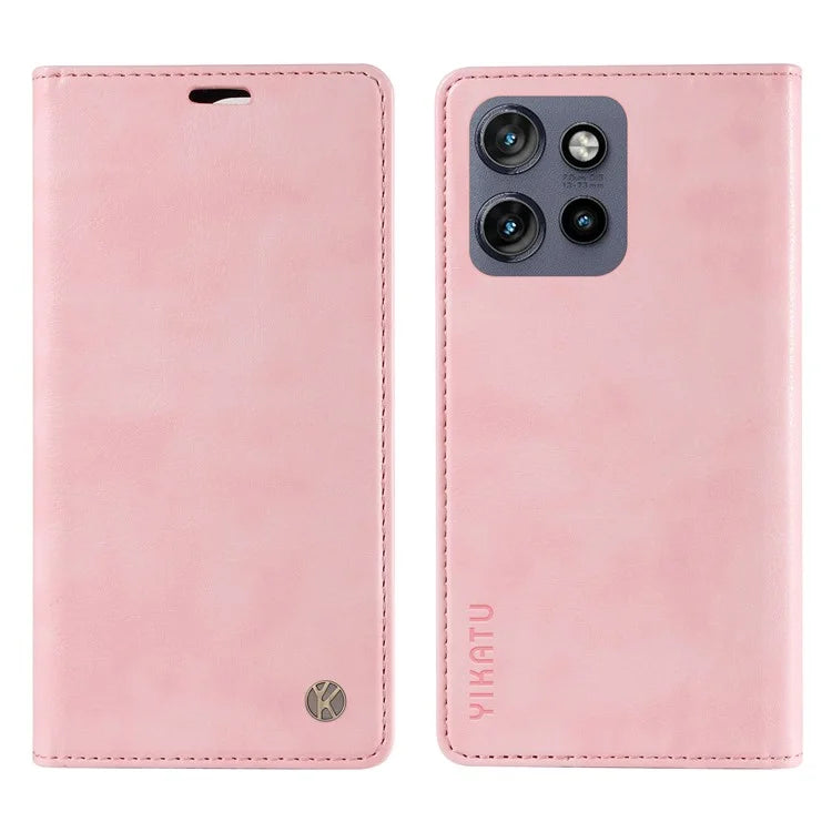 YIKATU YK-006 For Motorola Edge 50 Neo 5G Case Wallet Litchi Grain Leather Phone Cover Magnetic Auto-Absorbed
