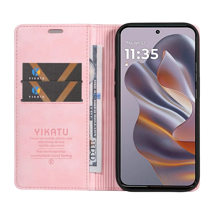 YIKATU YK-006 For Motorola Edge 50 Neo 5G Case Wallet Litchi Grain Leather Phone Cover Magnetic Auto-Absorbed