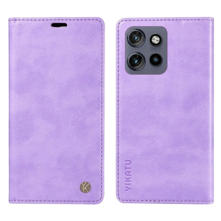 YIKATU YK-006 For Motorola Edge 50 Neo 5G Case Wallet Litchi Grain Leather Phone Cover Magnetic Auto-Absorbed