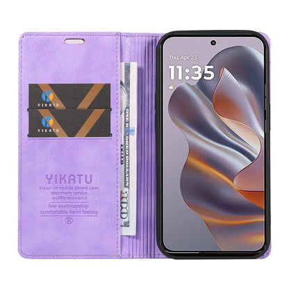 YIKATU YK-006 For Motorola Edge 50 Neo 5G Case Wallet Litchi Grain Leather Phone Cover Magnetic Auto-Absorbed
