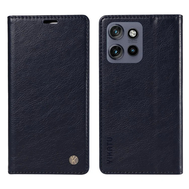 YIKATU YK-006 For Motorola Edge 50 Neo 5G Case Wallet Litchi Grain Leather Phone Cover Magnetic Auto-Absorbed